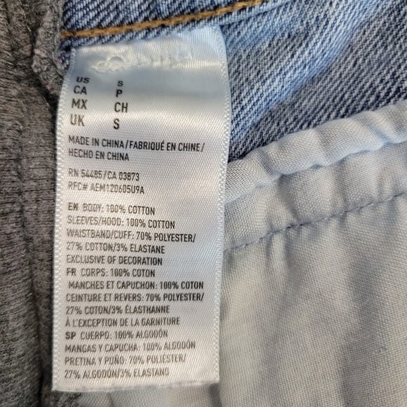 Aeropostale Mixed Blue Jean Jacket/Gray Hoodie S Junior Small 34/32 - Picture 7 of 9